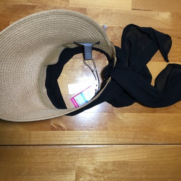 Vince Camuto Straw Visor with Black Bow NWT - Picture 3 of 5